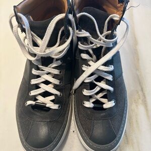 Jimmy Choo Men's Gray High-Top Sneakers with White Laces